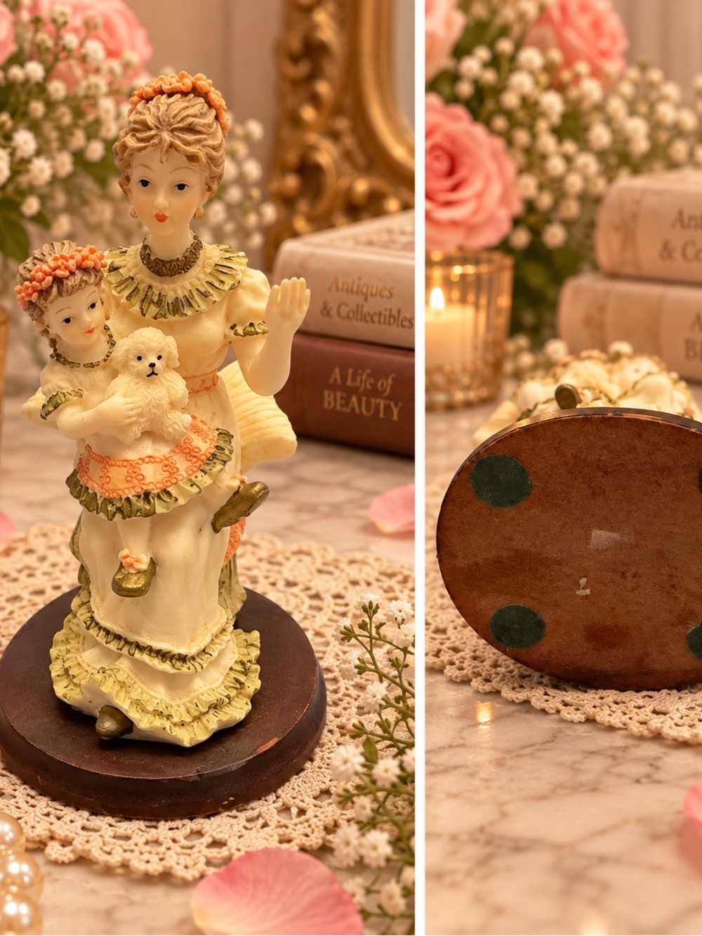 Vintage-Style Mother and Child Porcelain Figurine